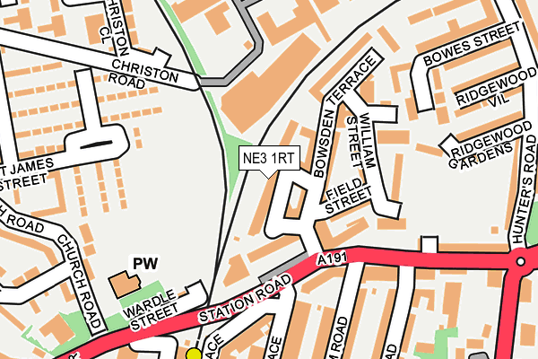 NE3 1RT map - OS OpenMap – Local (Ordnance Survey)