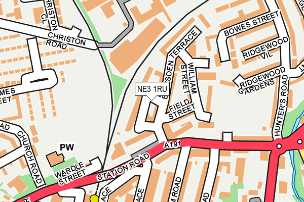 NE3 1RU map - OS OpenMap – Local (Ordnance Survey)