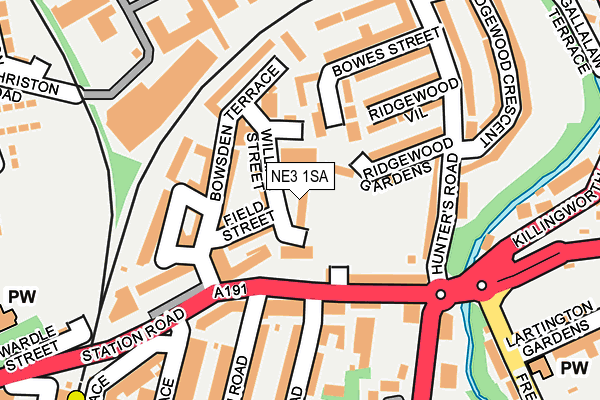 NE3 1SA map - OS OpenMap – Local (Ordnance Survey)