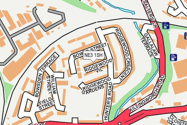 NE3 1SH map - OS OpenMap – Local (Ordnance Survey)