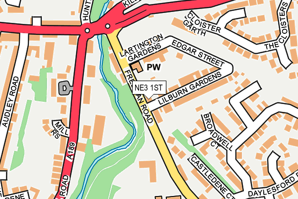 NE3 1ST map - OS OpenMap – Local (Ordnance Survey)
