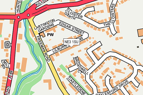 NE3 1SU map - OS OpenMap – Local (Ordnance Survey)