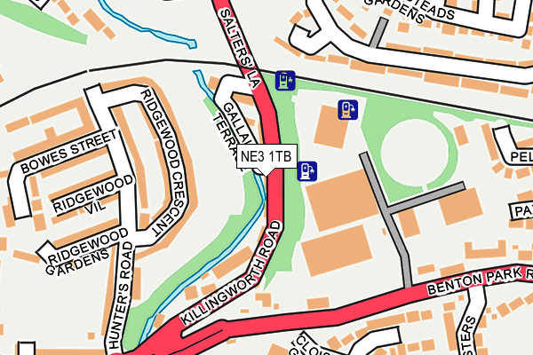 NE3 1TB map - OS OpenMap – Local (Ordnance Survey)