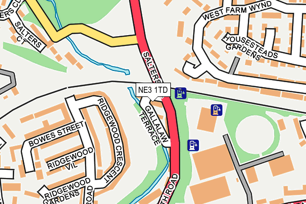 NE3 1TD map - OS OpenMap – Local (Ordnance Survey)