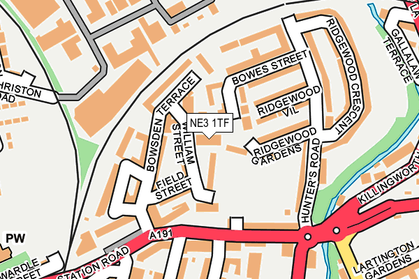 NE3 1TF map - OS OpenMap – Local (Ordnance Survey)