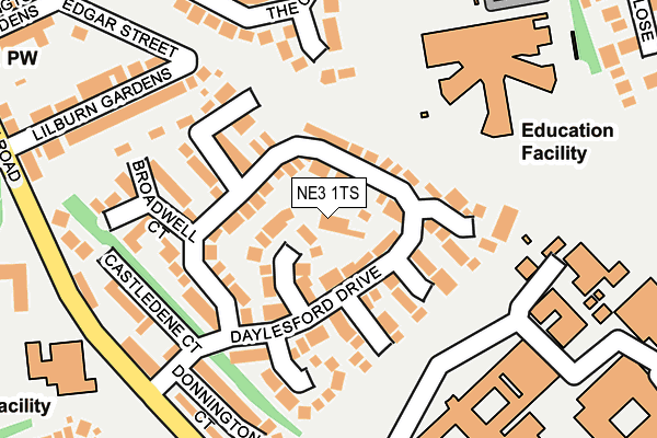 NE3 1TS map - OS OpenMap – Local (Ordnance Survey)
