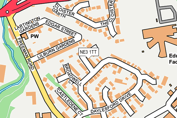 NE3 1TT map - OS OpenMap – Local (Ordnance Survey)