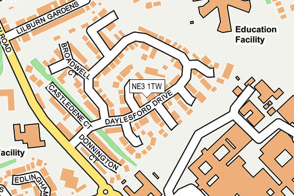 NE3 1TW map - OS OpenMap – Local (Ordnance Survey)