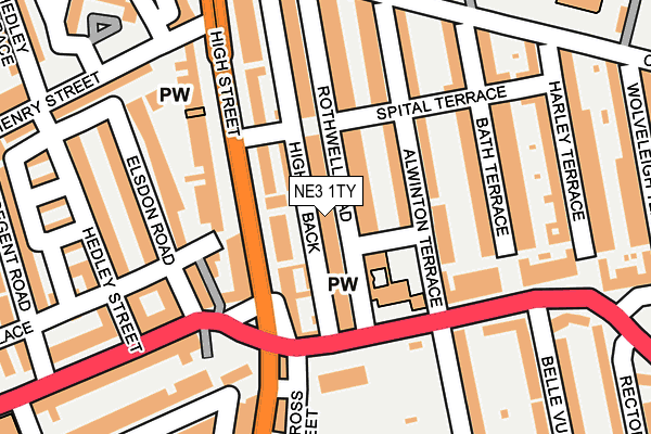 NE3 1TY map - OS OpenMap – Local (Ordnance Survey)