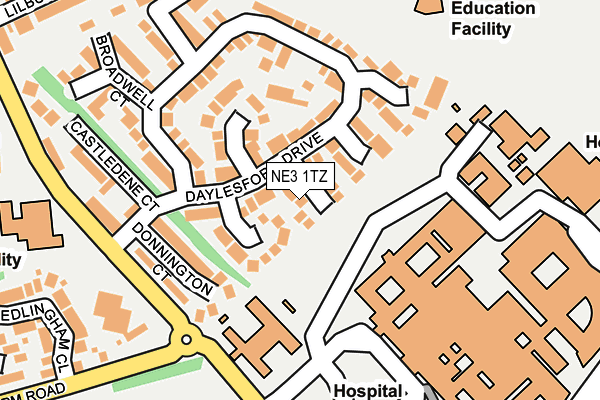 NE3 1TZ map - OS OpenMap – Local (Ordnance Survey)