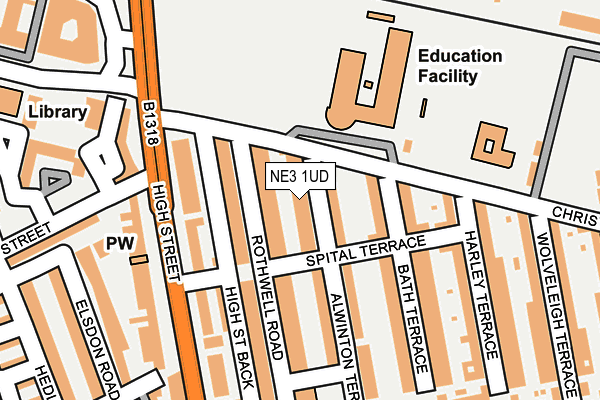 NE3 1UD map - OS OpenMap – Local (Ordnance Survey)