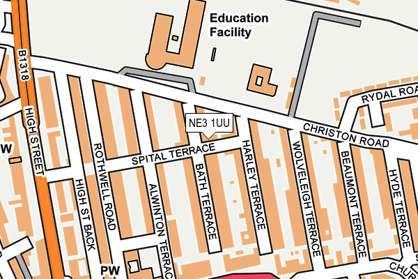 NE3 1UU map - OS OpenMap – Local (Ordnance Survey)