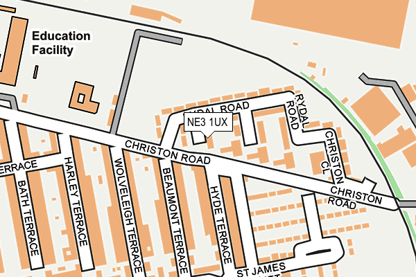 NE3 1UX map - OS OpenMap – Local (Ordnance Survey)