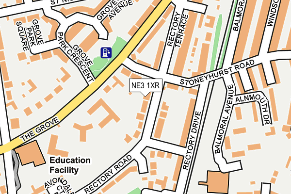 NE3 1XR map - OS OpenMap – Local (Ordnance Survey)