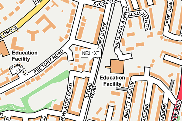 NE3 1XT map - OS OpenMap – Local (Ordnance Survey)