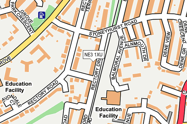 NE3 1XU map - OS OpenMap – Local (Ordnance Survey)