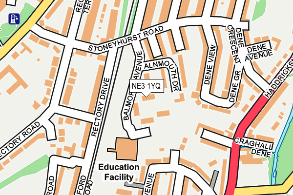 NE3 1YQ map - OS OpenMap – Local (Ordnance Survey)