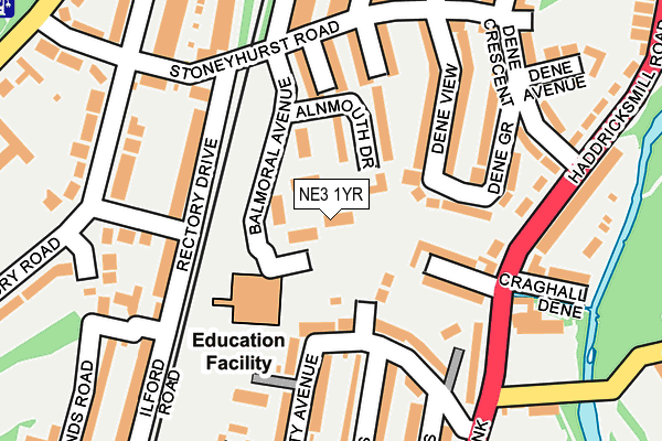 NE3 1YR map - OS OpenMap – Local (Ordnance Survey)