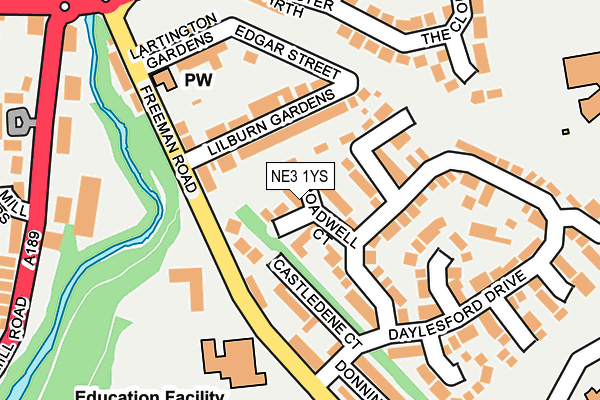 NE3 1YS map - OS OpenMap – Local (Ordnance Survey)