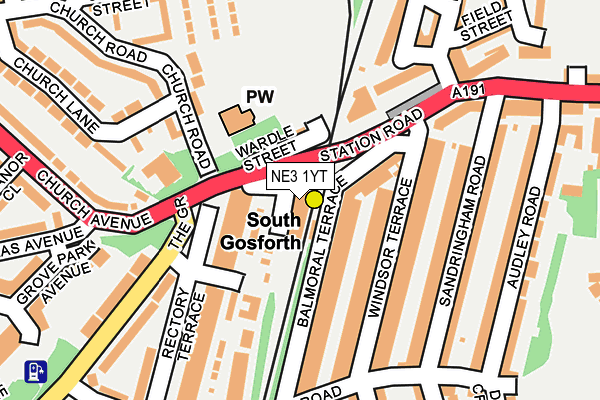 NE3 1YT map - OS OpenMap – Local (Ordnance Survey)