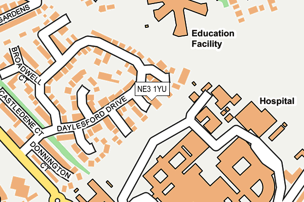 NE3 1YU map - OS OpenMap – Local (Ordnance Survey)