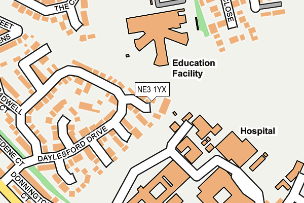 NE3 1YX map - OS OpenMap – Local (Ordnance Survey)