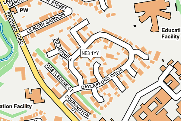 NE3 1YY map - OS OpenMap – Local (Ordnance Survey)