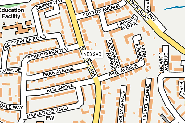 NE3 2AB map - OS OpenMap – Local (Ordnance Survey)