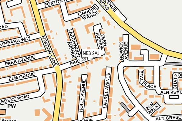 NE3 2AJ map - OS OpenMap – Local (Ordnance Survey)