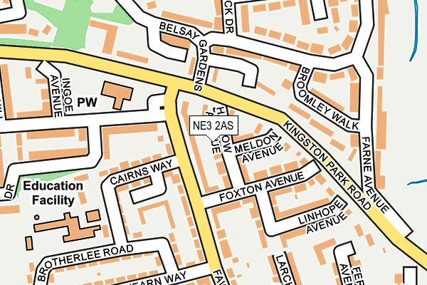 NE3 2AS map - OS OpenMap – Local (Ordnance Survey)