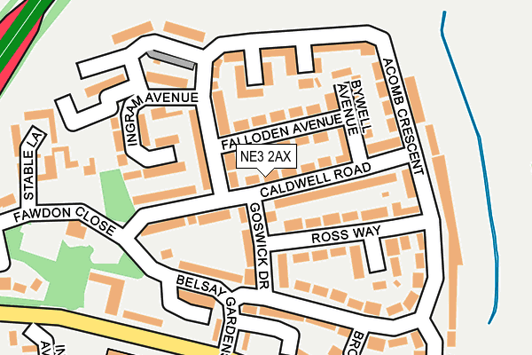 NE3 2AX map - OS OpenMap – Local (Ordnance Survey)