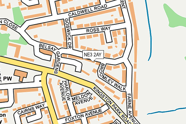 NE3 2AY map - OS OpenMap – Local (Ordnance Survey)