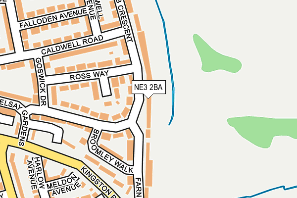 NE3 2BA map - OS OpenMap – Local (Ordnance Survey)