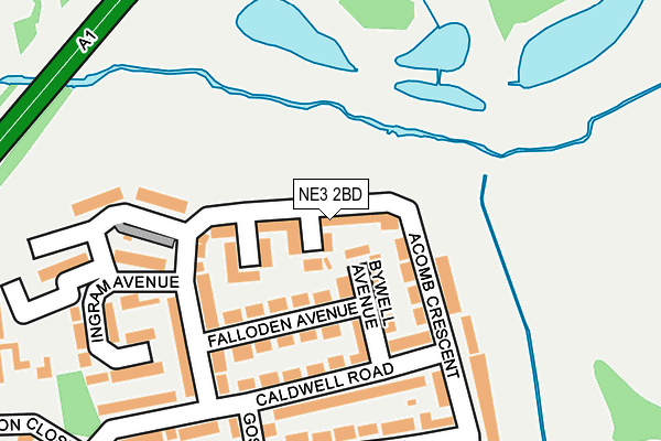 NE3 2BD map - OS OpenMap – Local (Ordnance Survey)