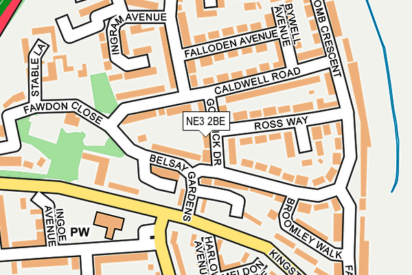 NE3 2BE map - OS OpenMap – Local (Ordnance Survey)