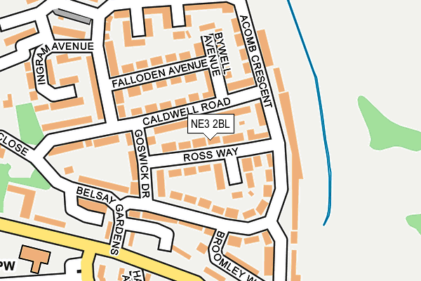 NE3 2BL map - OS OpenMap – Local (Ordnance Survey)