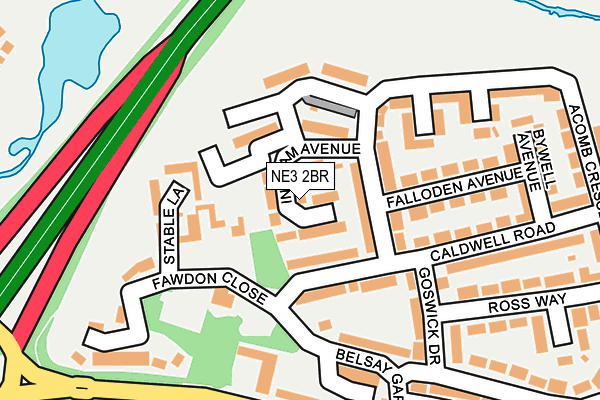 NE3 2BR map - OS OpenMap – Local (Ordnance Survey)