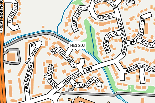 NE3 2DJ map - OS OpenMap – Local (Ordnance Survey)