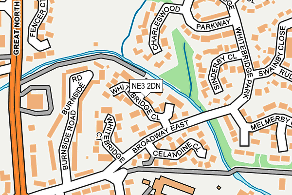 NE3 2DN map - OS OpenMap – Local (Ordnance Survey)