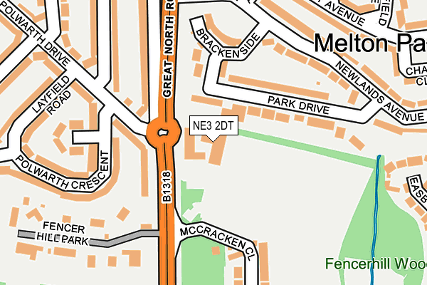 NE3 2DT map - OS OpenMap – Local (Ordnance Survey)