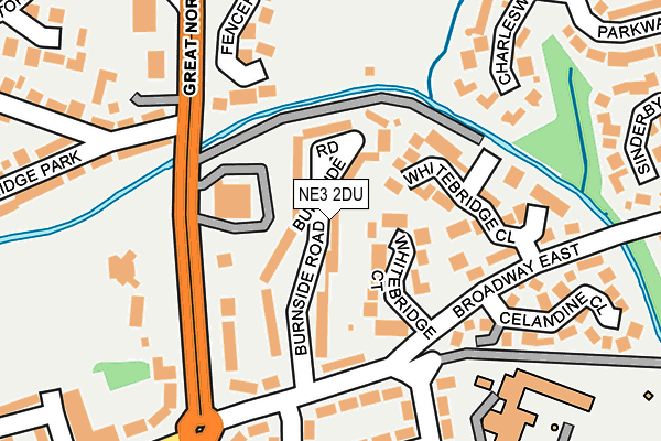 NE3 2DU map - OS OpenMap – Local (Ordnance Survey)
