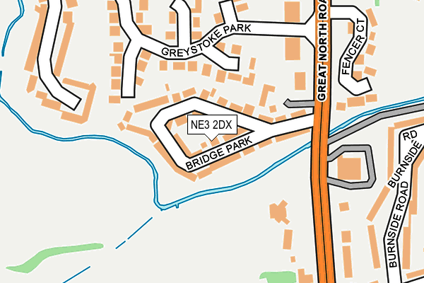 NE3 2DX map - OS OpenMap – Local (Ordnance Survey)