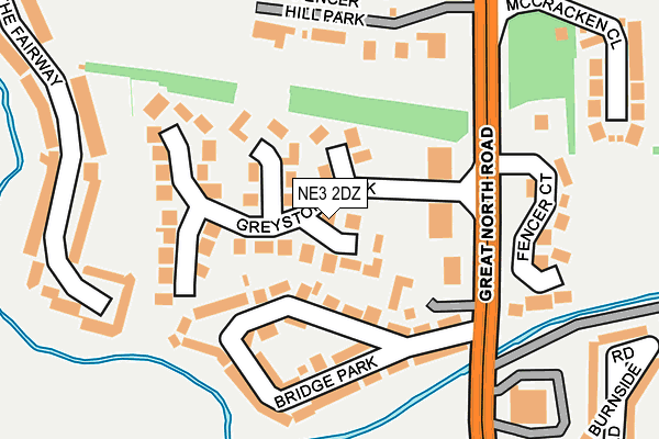 NE3 2DZ map - OS OpenMap – Local (Ordnance Survey)