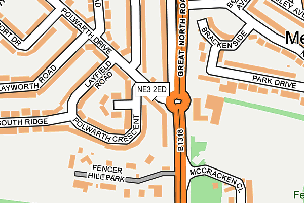 NE3 2ED map - OS OpenMap – Local (Ordnance Survey)