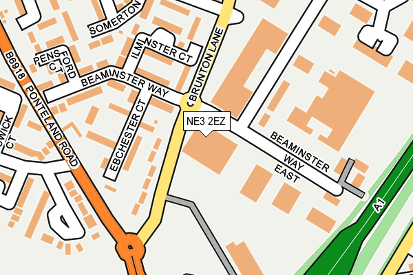 NE3 2EZ map - OS OpenMap – Local (Ordnance Survey)