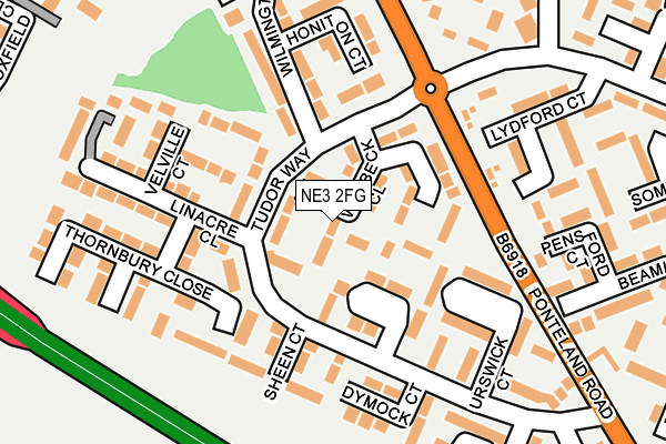 NE3 2FG map - OS OpenMap – Local (Ordnance Survey)