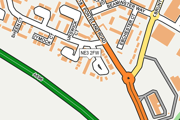 NE3 2FW map - OS OpenMap – Local (Ordnance Survey)