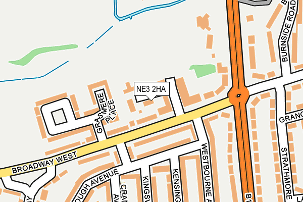 NE3 2HA map - OS OpenMap – Local (Ordnance Survey)