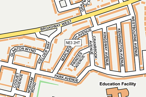 NE3 2HT map - OS OpenMap – Local (Ordnance Survey)