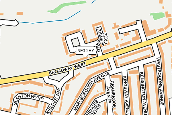 NE3 2HY map - OS OpenMap – Local (Ordnance Survey)